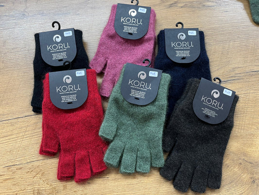 Fingerless Merino and Possum Gloves - Medium