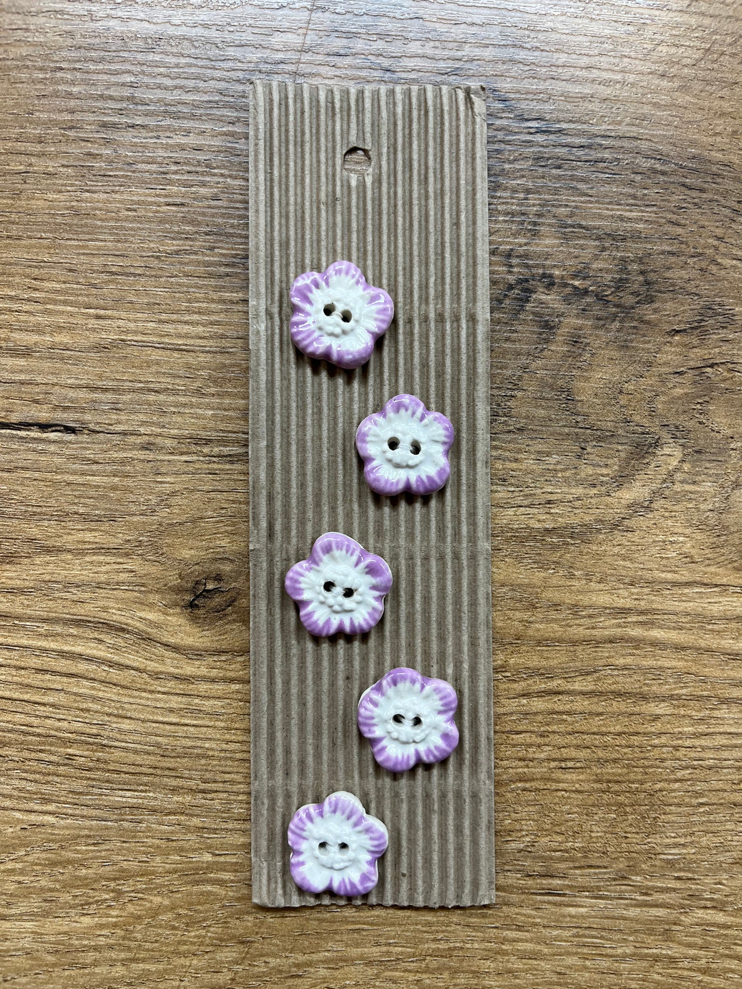 Hand Made Buttons - Cream and Pink Flowers