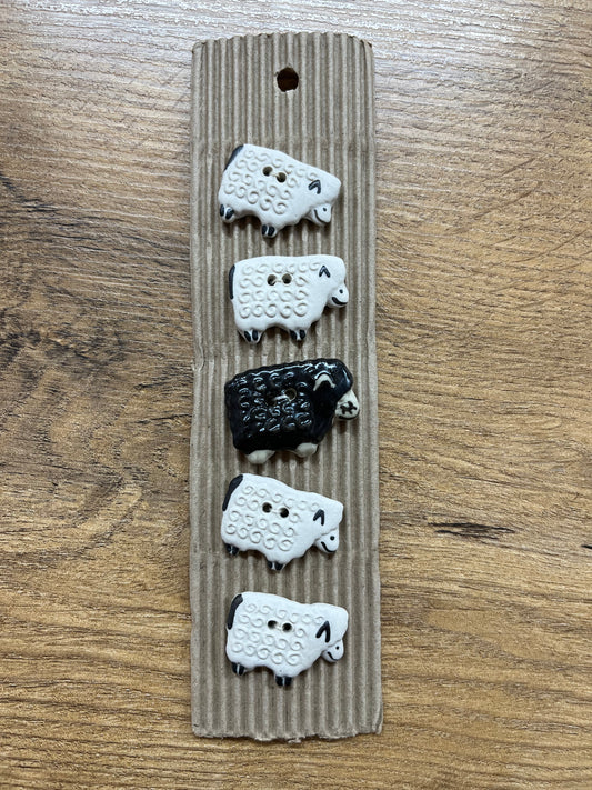 Hand Made Buttons - Cream and Black Sheep