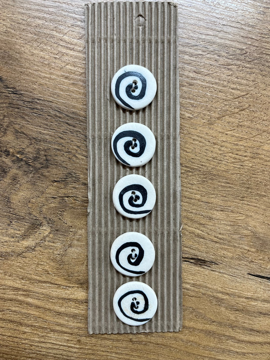 Hand Made Buttons - Cream Black Swirl