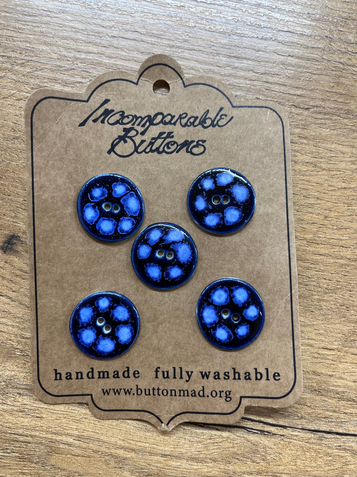 Hand Made Buttons - Navy Flowers