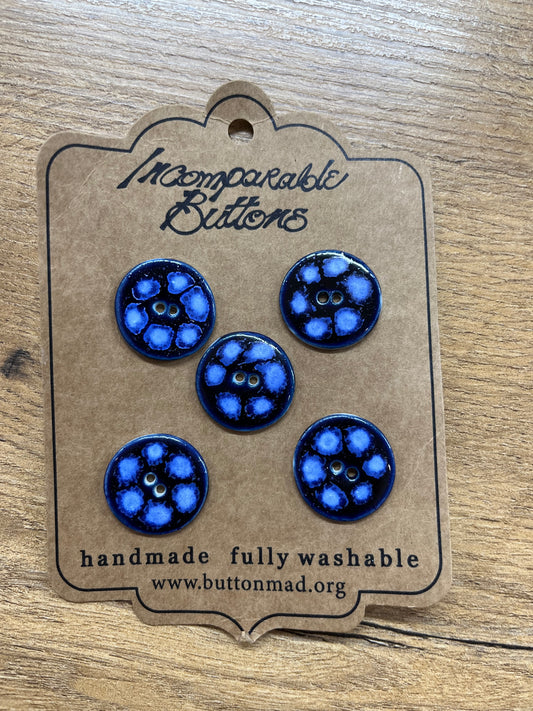Hand Made Buttons - Navy Flowers