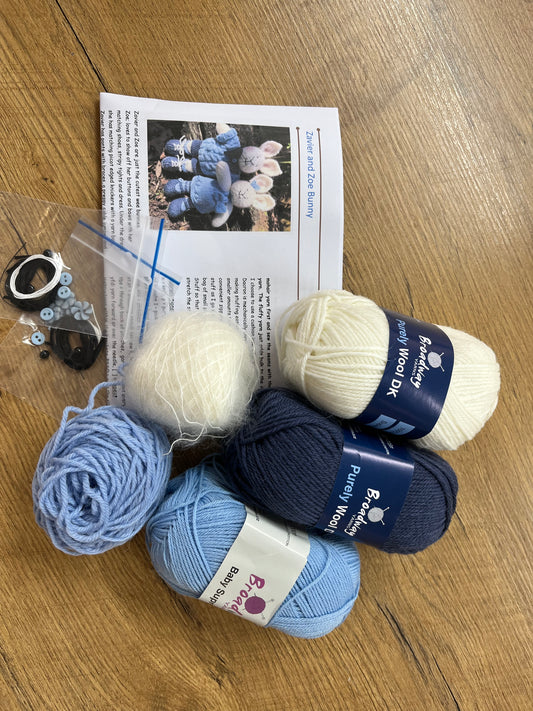 Zoe and Zavier Bunny Knitting Kit