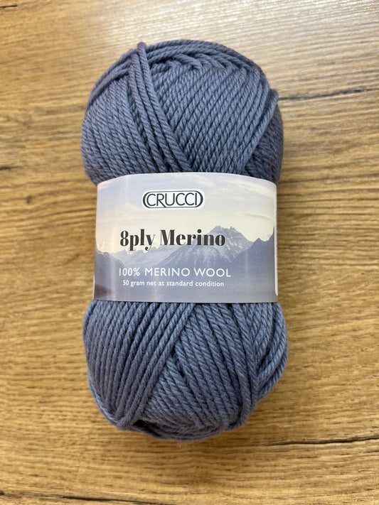 Crucci 8 ply Australian Merino - Grey