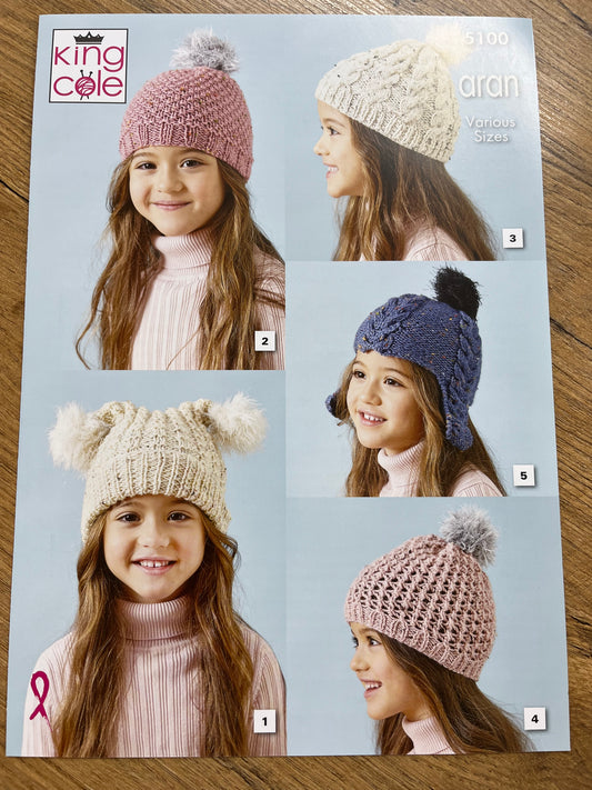Kids Aran Beanie - King Cole 10 ply