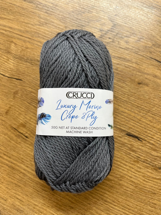 Crucci Luxury Merino Crepe 8 ply - Graphite