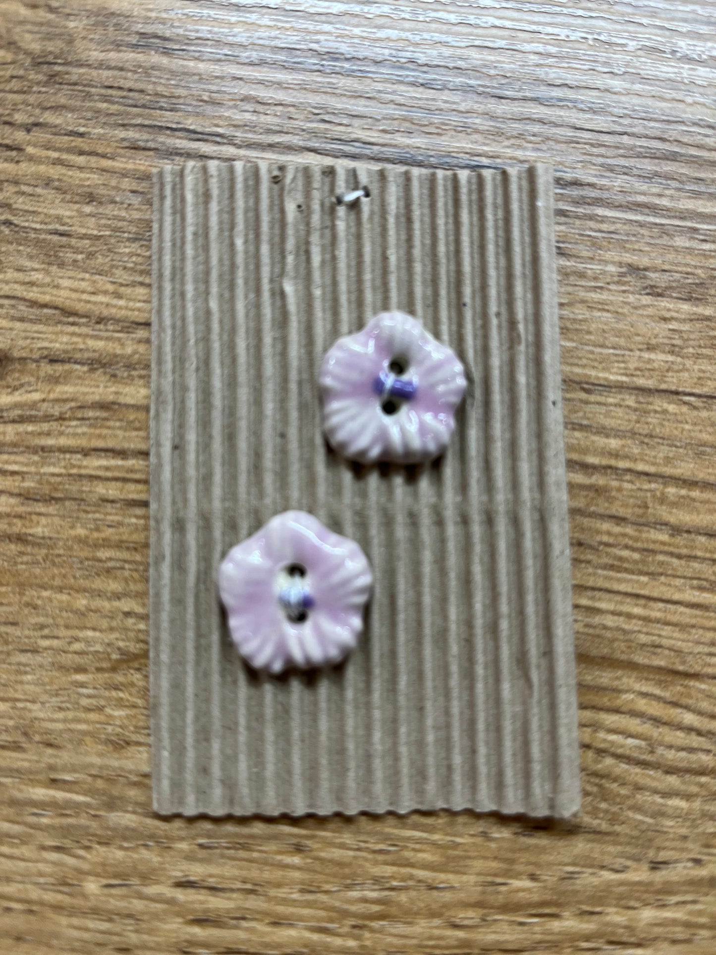 Hand Made Buttons - Pale Pink Flowers