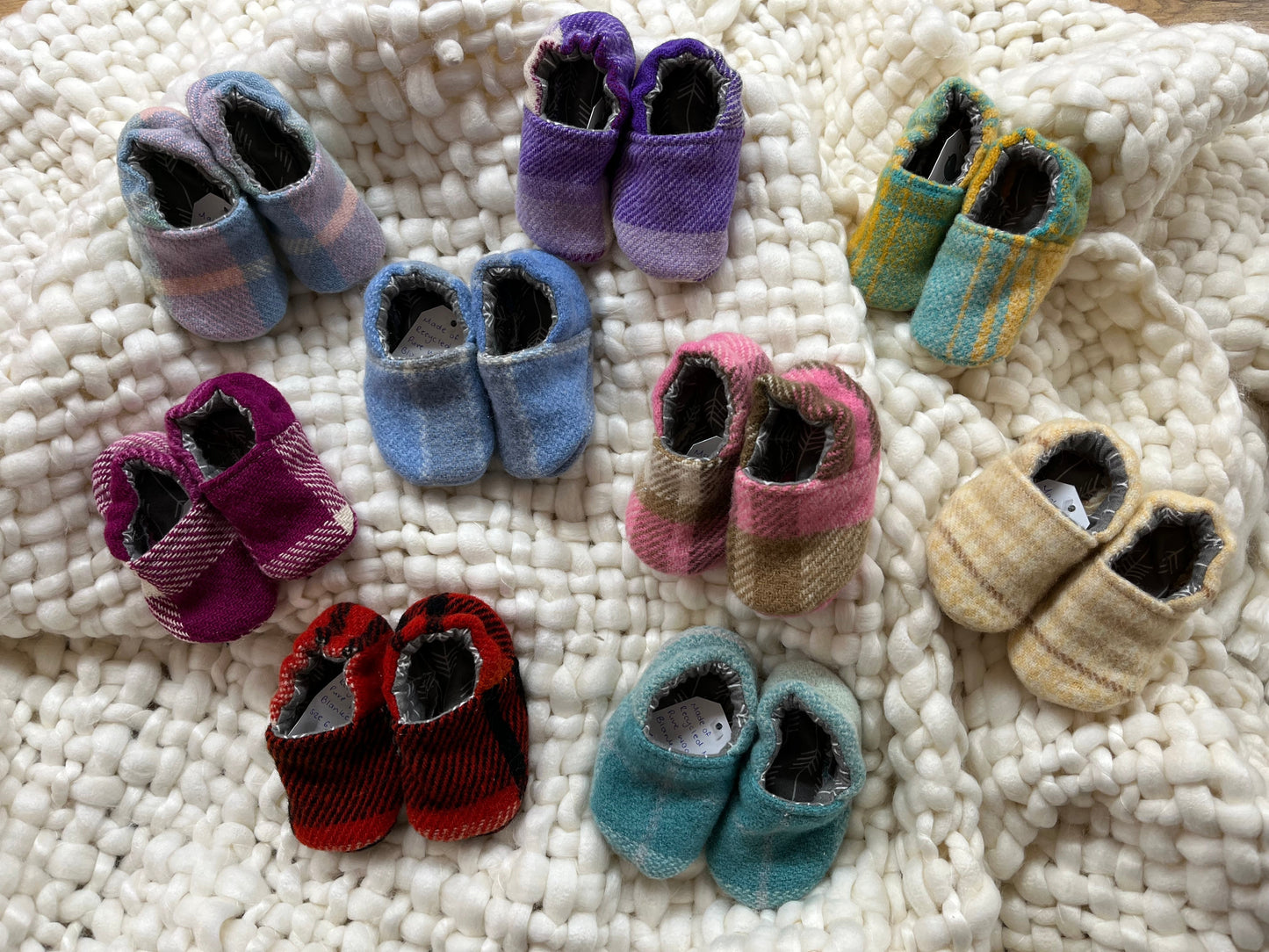 Woollen Toddler Slippers - Recycled Blankets