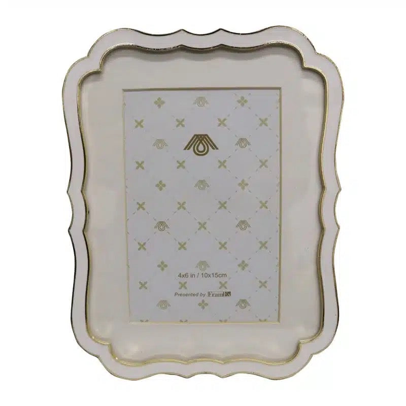 Gold and White Dellis Photo Frame  6 x 4