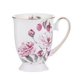 Raspberry Rose Mug  - White