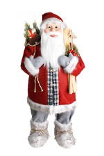 Santa with Skis - Red/Plaid