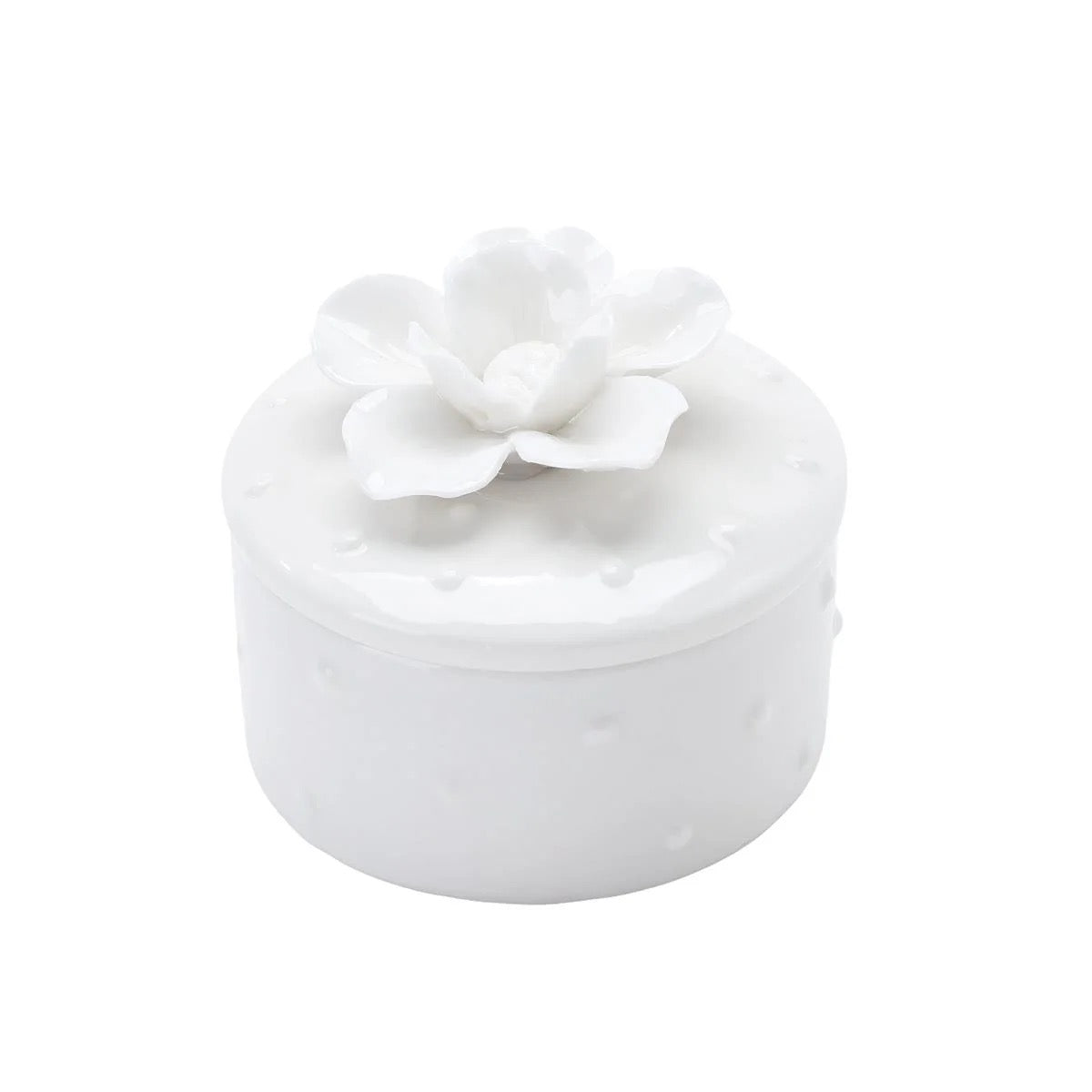 Jewellery Box - Ceramic round with Flower