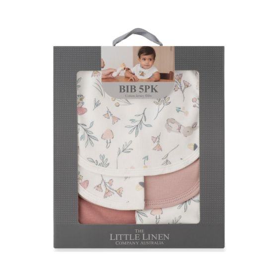 Little Linen Jersey Baby Bib 5 Pack - Harvest Bunny