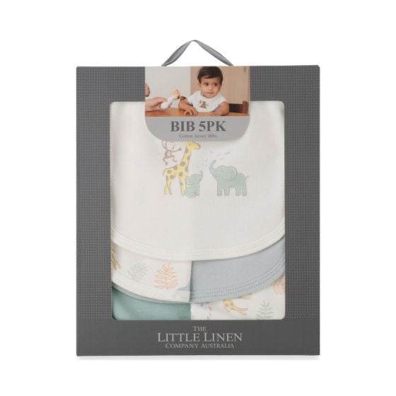 Little Linen Jersey Baby Bib 5 Pack - Savanna Giraffe