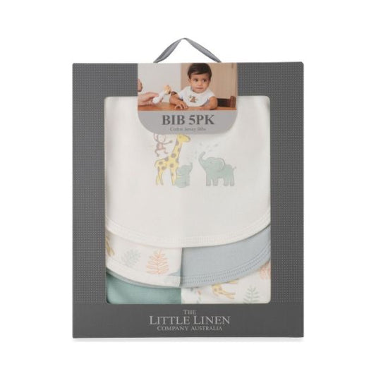 Little Linen Jersey Baby Bib 5 Pack - Savanna Giraffe