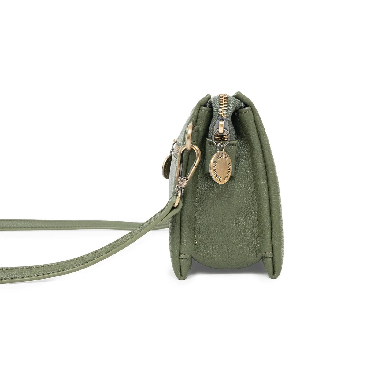 Black Caviar Crossbody Bag - Edie Dark Olive