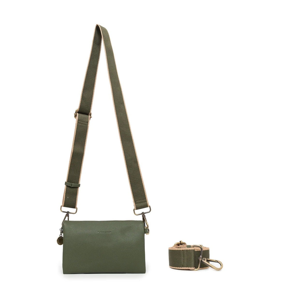Black Caviar Crossbody Bag - Edie Dark Olive