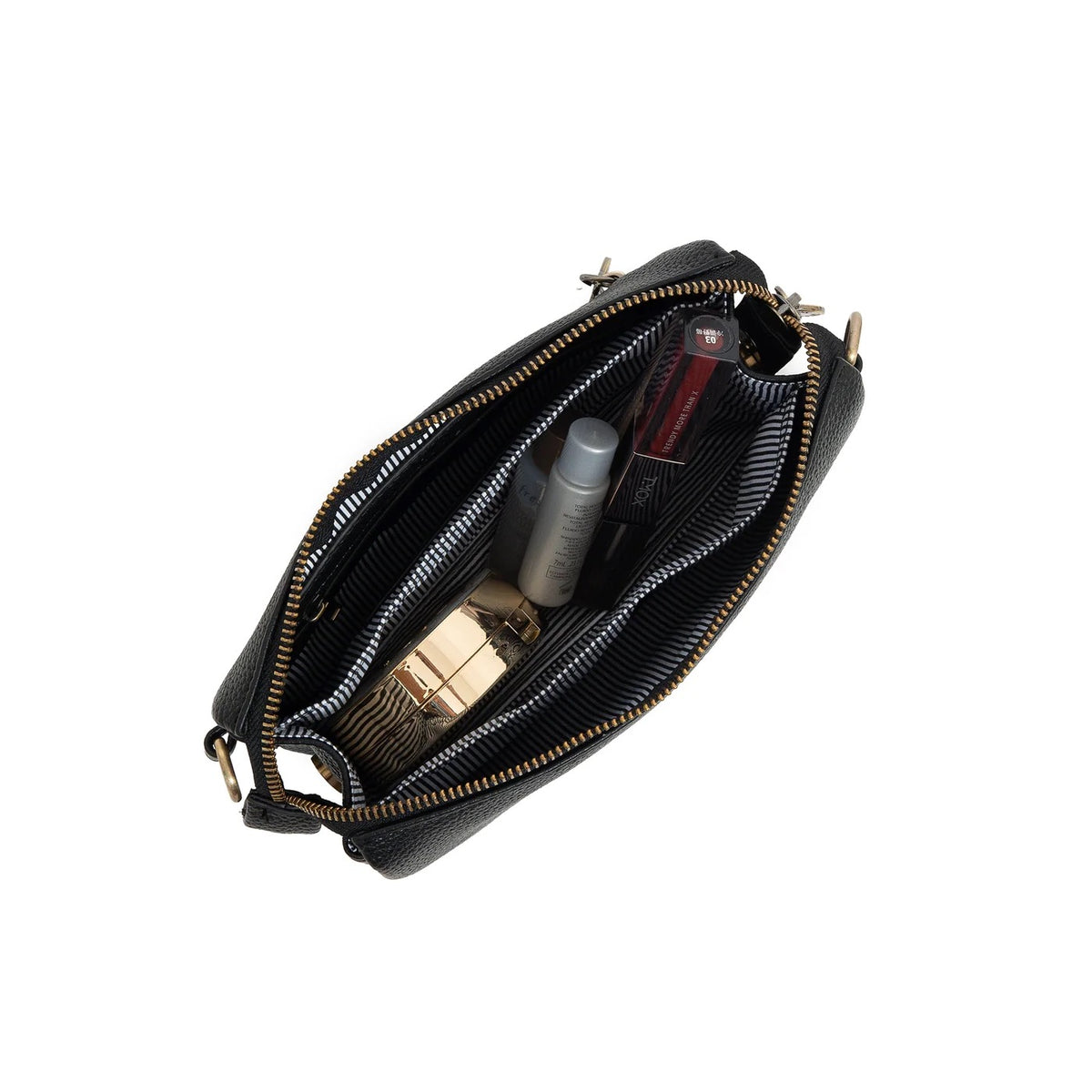 Black Caviar Crossbody Bag - Edie Black
