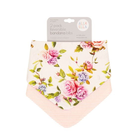Reversible Bandana Bibs 2pk - Rose