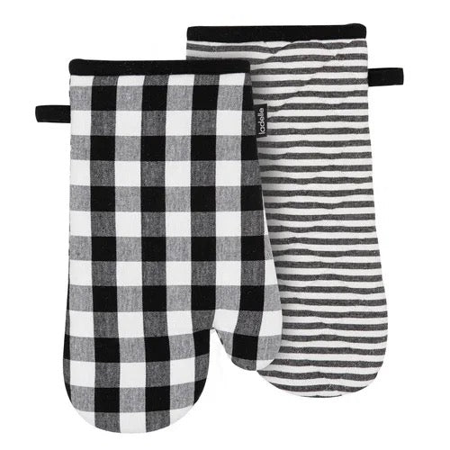 Black Gingham Oven Gloves - Ladelle