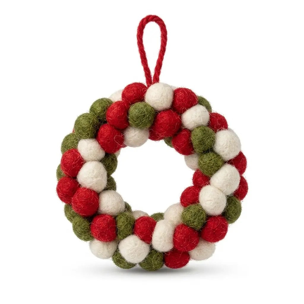 Embroidered Wool Felt  Ornament - Wreath