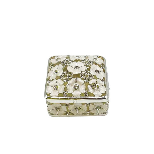 Square Trinket Box - Flowers and Crystals