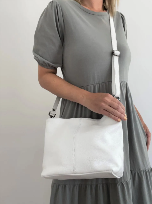 La Lupa Italian Leather Handbag -  Lola Petite white