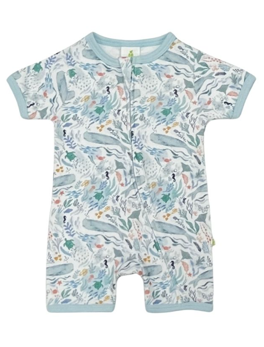 Short Sleeve Zipsuit - Ocean life