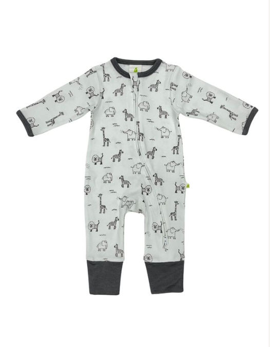 Long Sleeve Zip Suit - Zoo animals