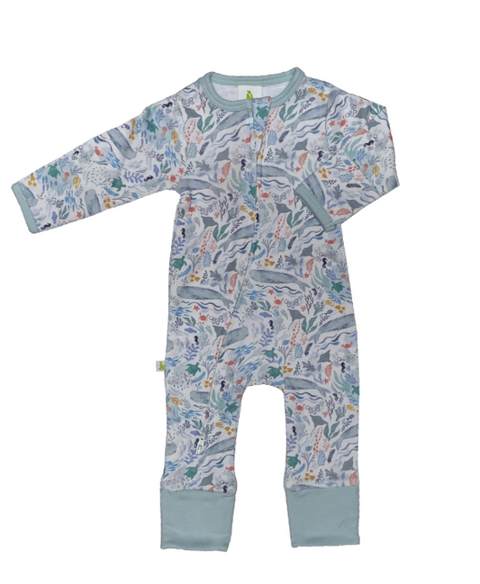 Long Sleeve Zip Suit - Ocean life