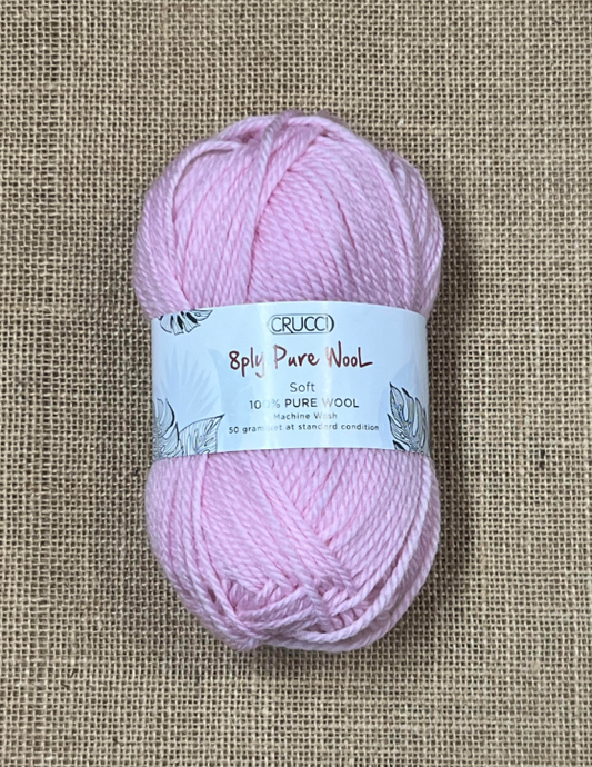 Crucci Pure Wool 8ply - Pale Pink