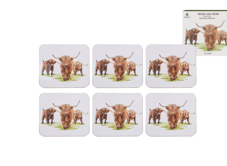 Ashdene Highland herd 6pk coaster