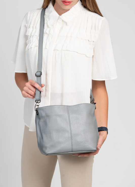 La Lupa Italian Leather Handbag - Lola petite grey