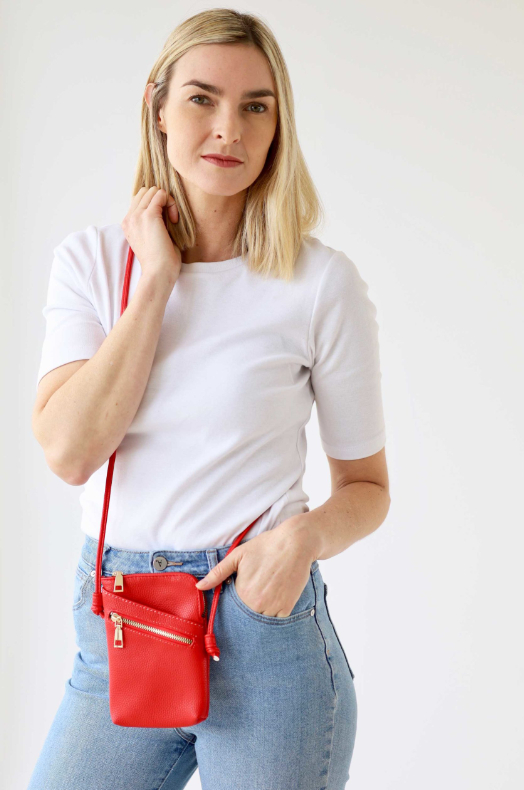 Cross Body Shoulder Strap Bag - Red