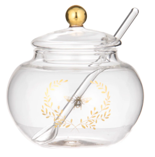 Ashdene Elegant Bee Glass Sugar Bowl With Spoon