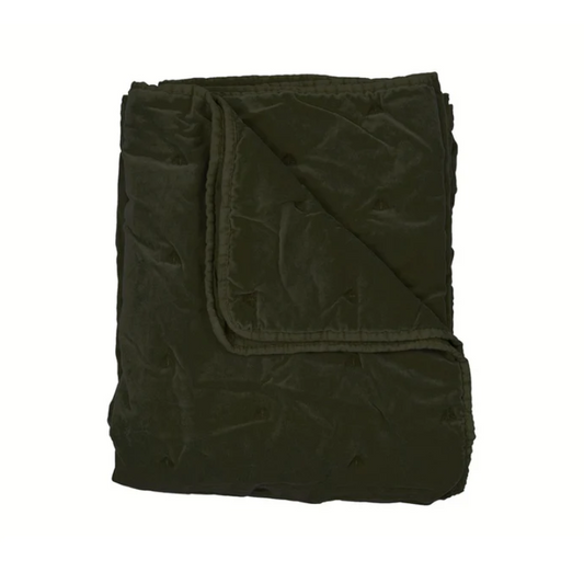 Mason Bee Velvet Throw Olive Green