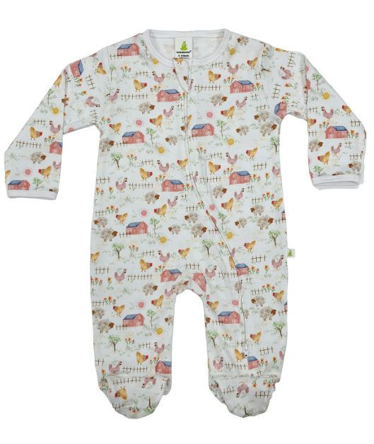Long Sleeve Zipsuit with Feet – On the Farm