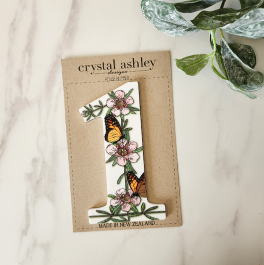 NZ Floral House Numbers Wall Art & Decor 1-9