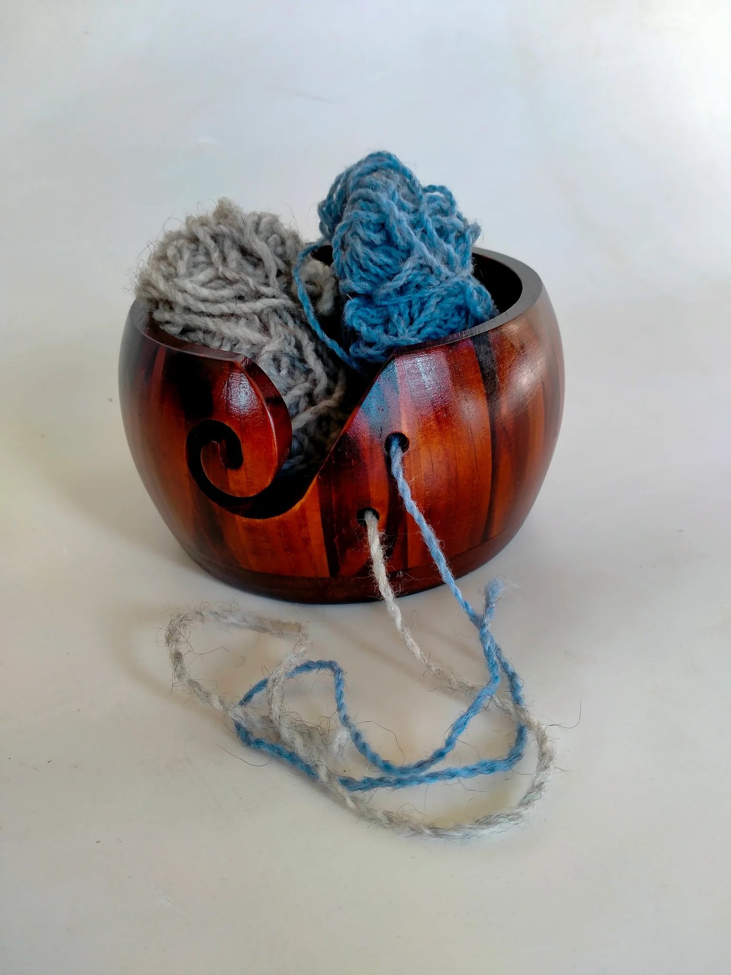 Wooden Yarn Wool Bowl - Dark