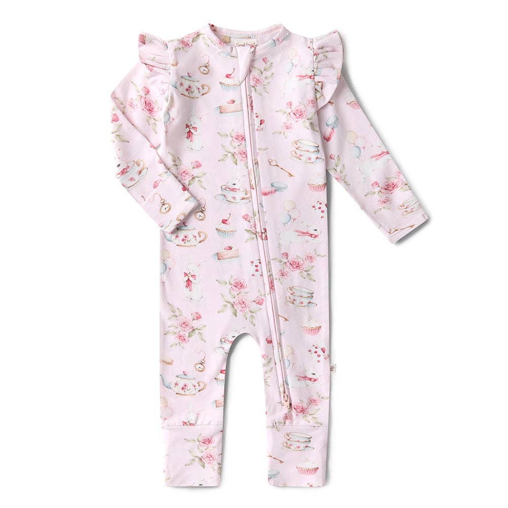 Organic Cotton Snuggle Hunny Sleepsuit - Alices Tea Party
