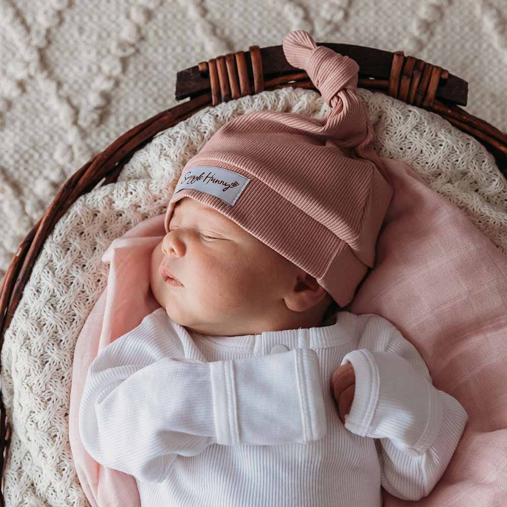 Organic Cotton Knotted Beanie - Rose