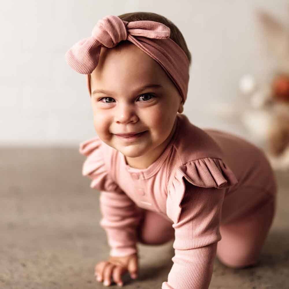 Organic Cotton Topknot Headband - Rose