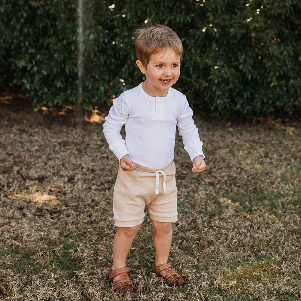 Long Sleeve Organic Cotton Snuggle Hunny Bodysuit - Milk