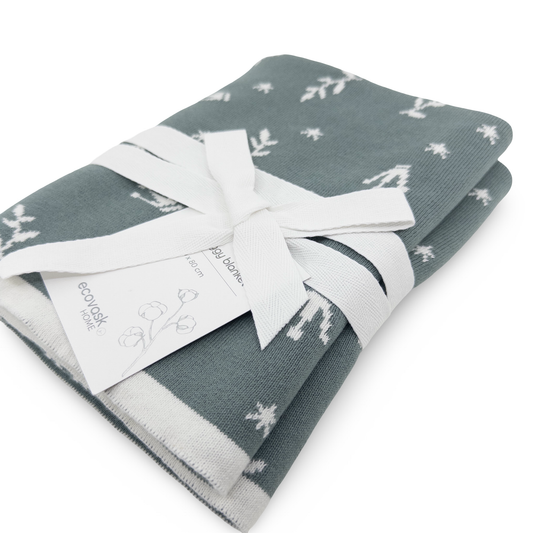 Ecovask Cotton Buggy Blanket - Crowns Sea Foam