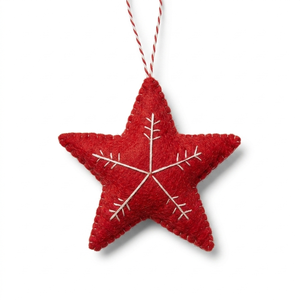 Embroidered Wool Felt Ornament – Red Star