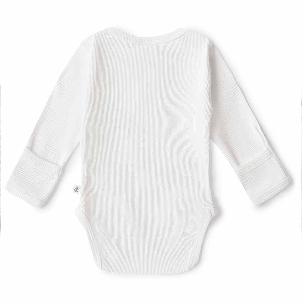 Long Sleeve Organic Cotton Snuggle Hunny Bodysuit - Milk