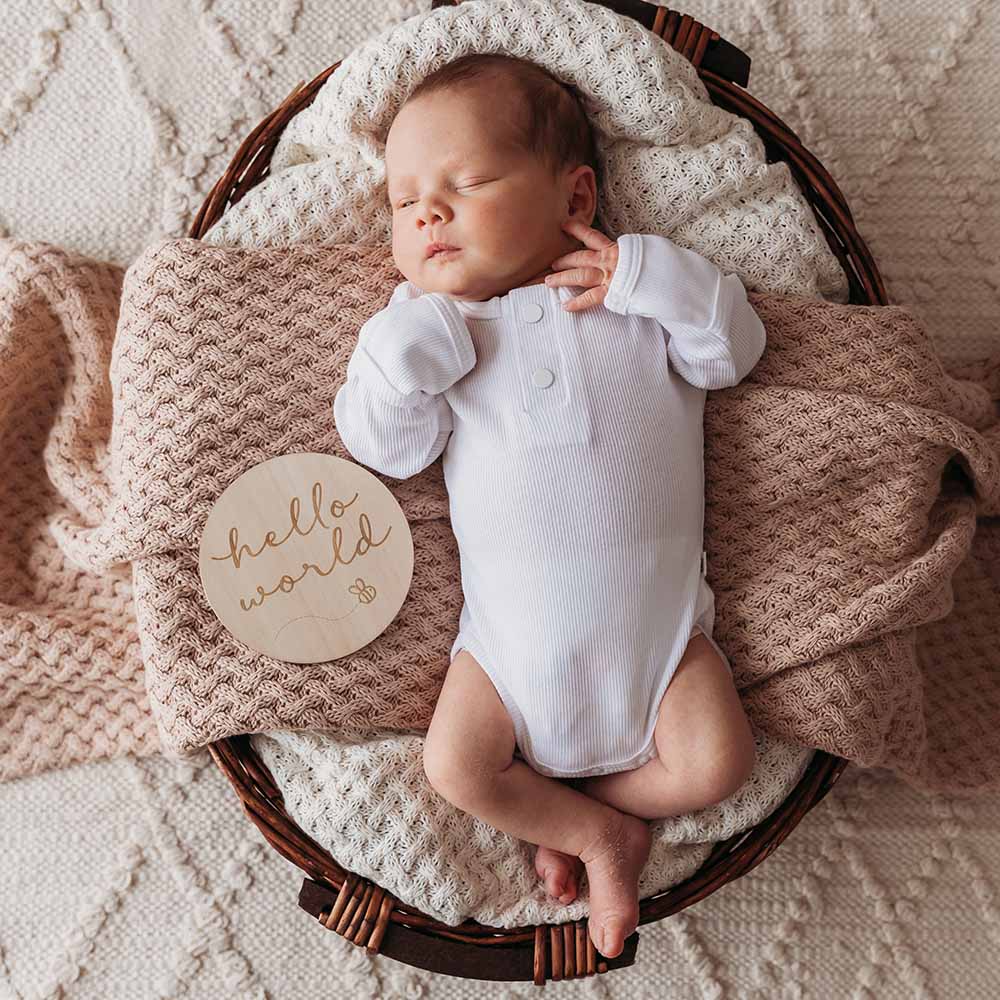 Long Sleeve Organic Cotton Snuggle Hunny Bodysuit - Milk