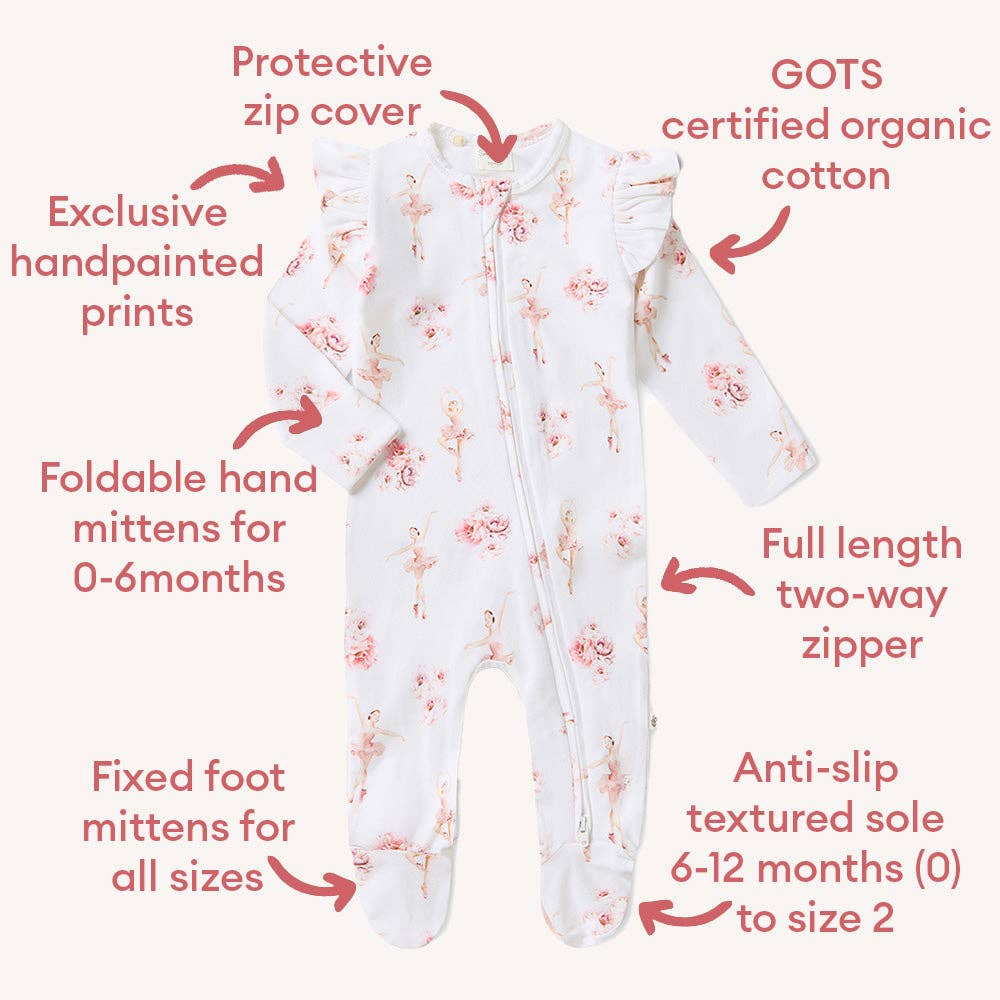 Organic Cotton Snuggle Hunny Sleepsuit - Ballerina