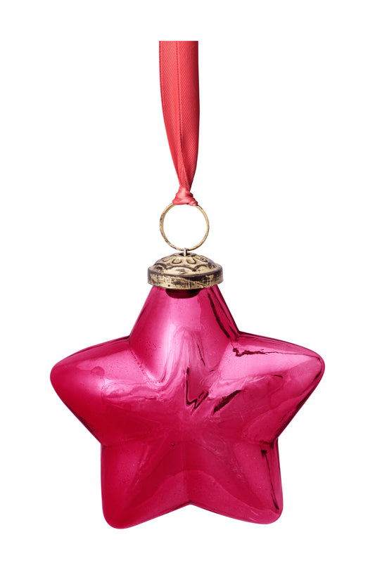 Christmas Glass Ornament - Pink Star