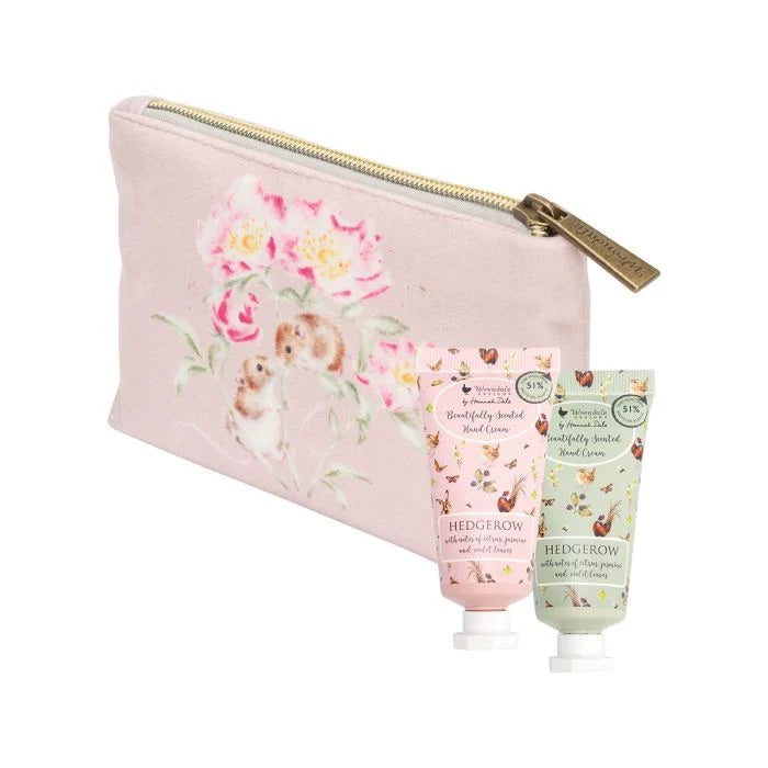 Wrendale Mini Handcream and Gift Pouch - Hedgerow Hare and Mouse